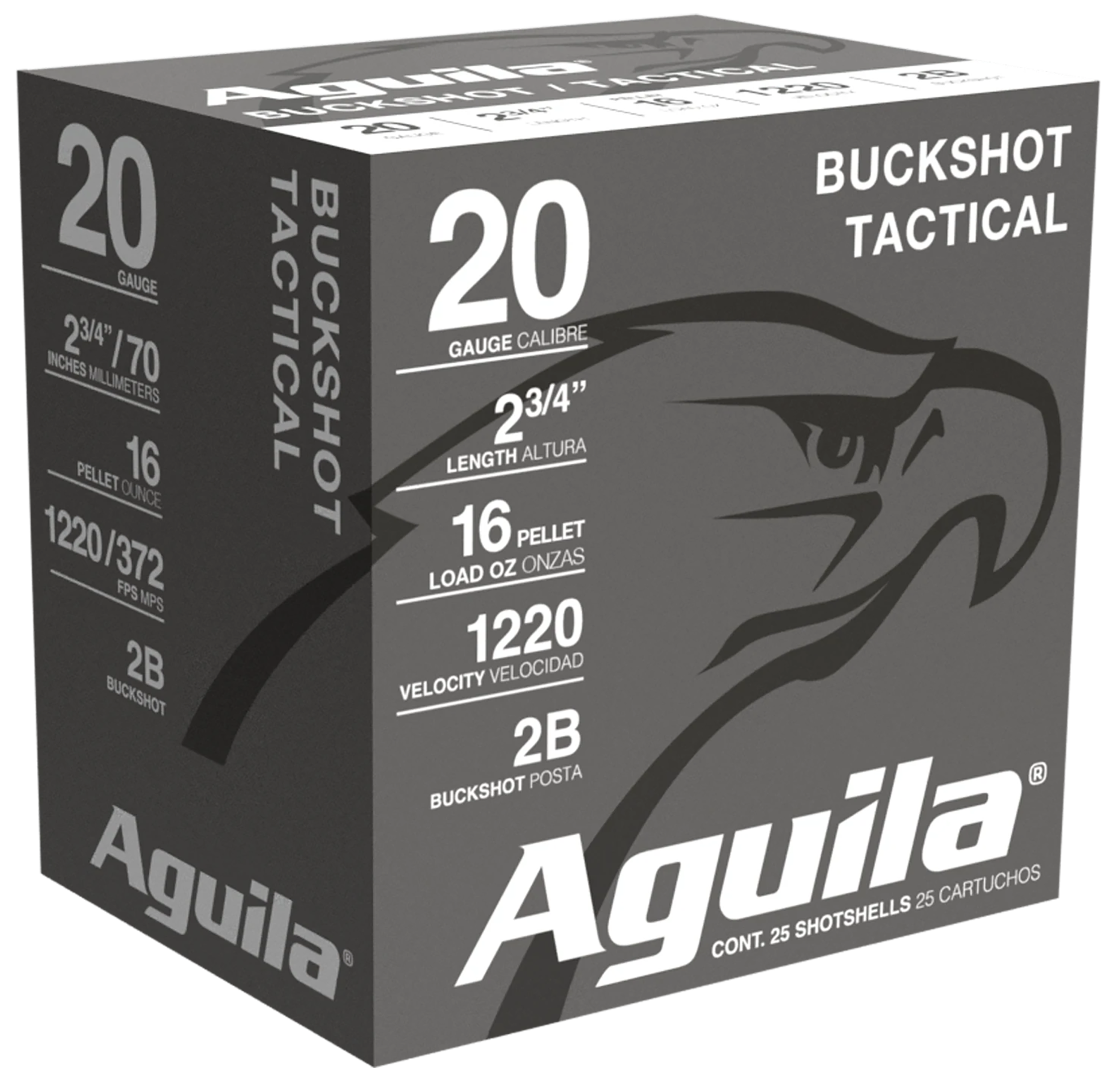 Aguila Ammunition 20ga Buckshot 2.75 inch Shotgun Shells - 2Buck | 1oz | 1220 fps | 25rd Box