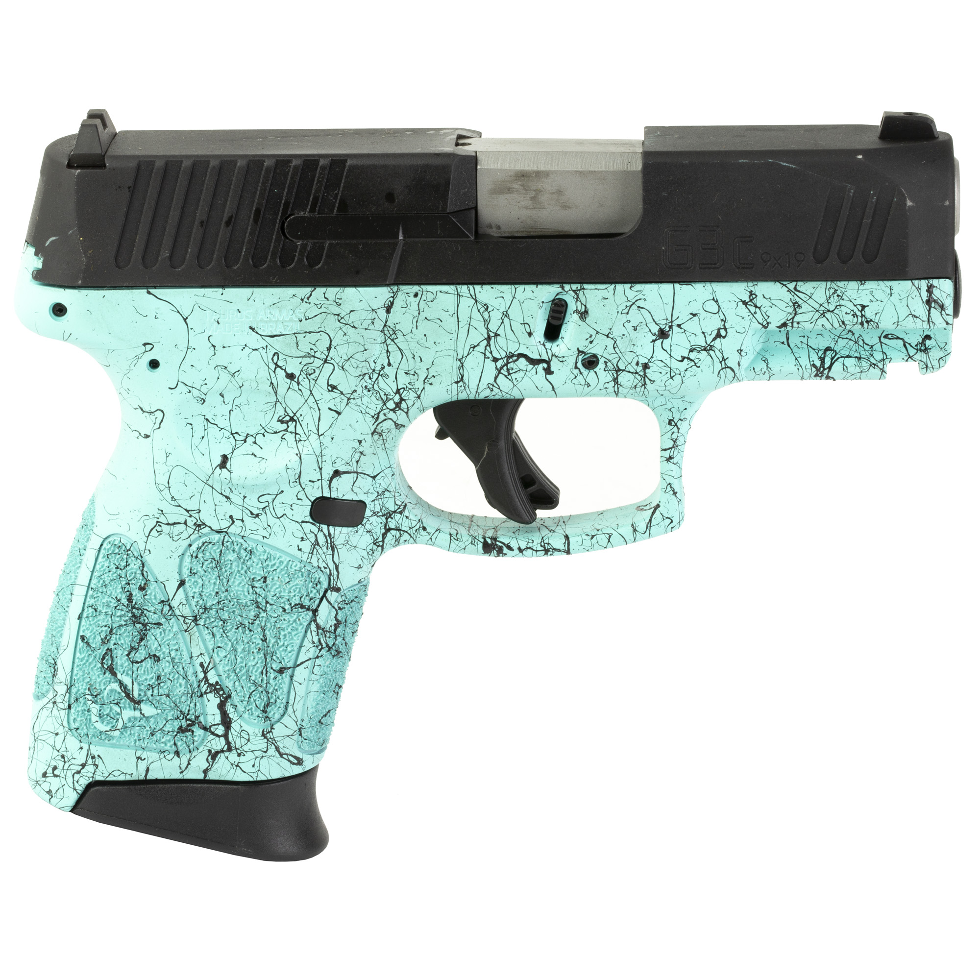 Taurus G3C Compact Pistol - Cyan/Black Splatter | 9mm | 3.2" Barrel | 12rd - 1-G3C931-SP4 - 725327937616