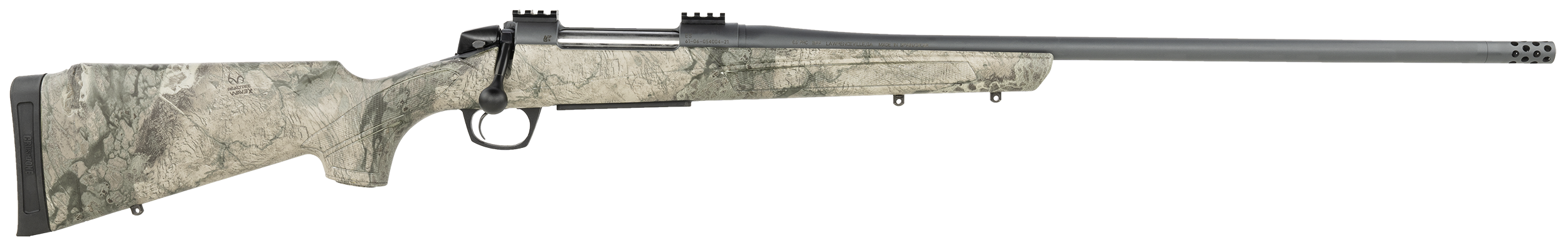CVA CR6987 Cascade  Full Size 300 PRC 3+1 26" Sniper Gray Cerakote Carbon Steel Threaded Barrel, Sniper Gray Cerakote Steel Receiver, Exclusive Realtree Rockslide Fixed w/SoftTouch Stock,