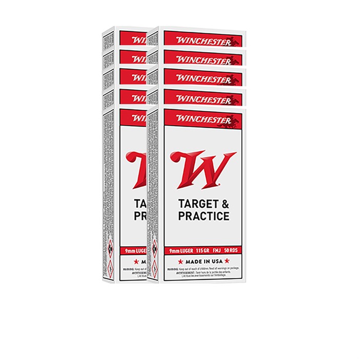 Winchester USA White Box 9mm Luger Full Metal Jacket 115 Grain 1000 Rounds Winchester USA White Box 9mm Luger Full Metal Jacket 115 Grain 1000 Rounds