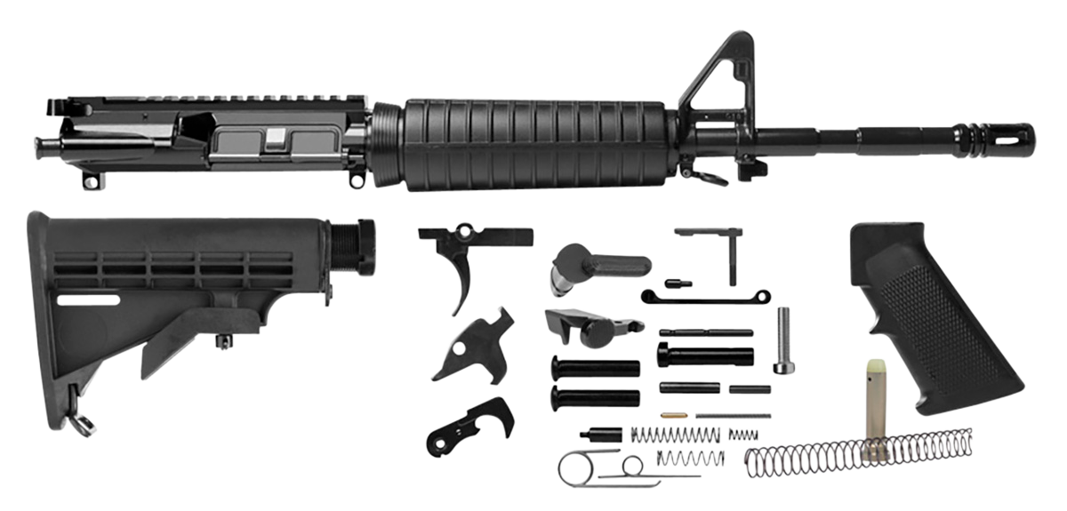 Del-Ton Inc RKT100 Heavy Carbine Rifle Kit  5.56x45mm NATO 16" M4 Profile Chrome Moly Vanadium Barrel 7075-T6 Anodized Aluminum Receiver with A2 Flash Hider