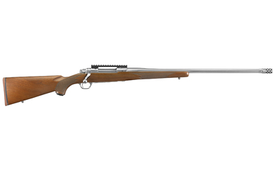 Ruger 57109 Hawkeye Hunter Full Size 300 Win Mag 3+1 24" Satin Stainless Steel Threaded Barrel, Picatinny Rail Steel Receiver, Fixed American Walnut w/Pistol Grip Stock - 57109 - 736676571093