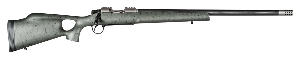Christensen Arms CA10269H14222 Summit TI  Full Size 6.5 Creedmoor 4+1, 24" Natural Titanium Steel Threaded Barrel, Natural Titanium Aluminum Receiver, Green w/Black Webbing Fixed Thumbhole Stock