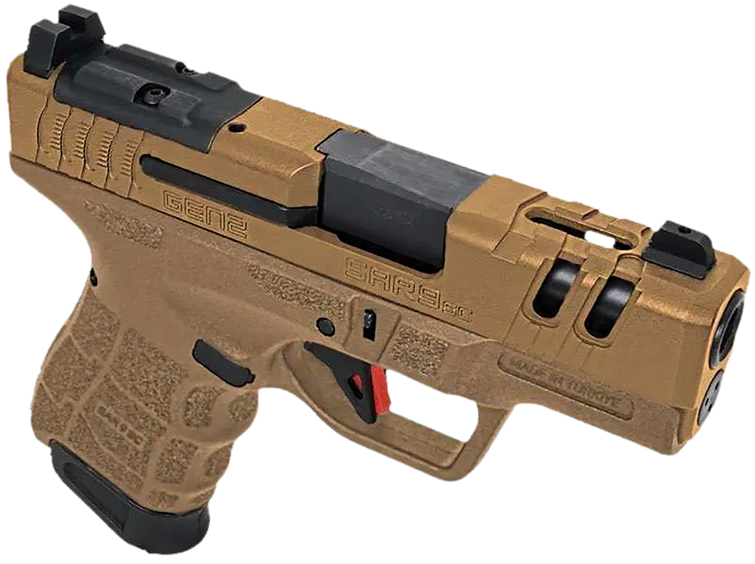 SAR USA SAR9SCG2BR SAR9 SC Gen2 Sub-Compact Frame 9mm Luger 15+1 3.30" Black Steel Barrel, Bronze Cerakote Ported/Serrated Steel Slide, Bronze Polymer Frame & Grip