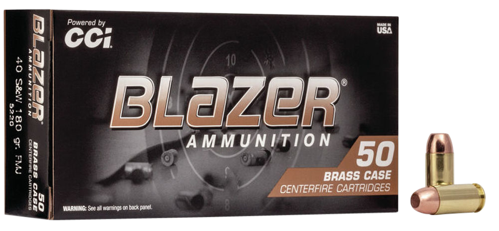 CCI Blazer Brass Pistol Ammo 40 S&W 180 gr. FMJ Flat Nose 50 rd.