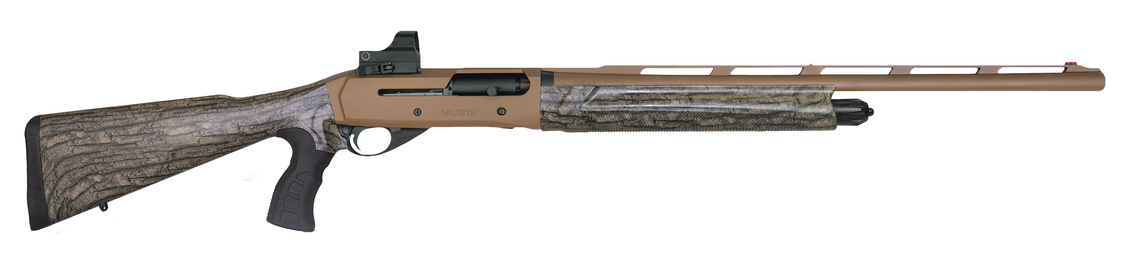 Girsan MC312 Gobbler Pistol Grip, 12GA, 24in. Barrel, 5rd, Incl. Red Dot. Tree Camo Stock & Forend - Bronze (390160)