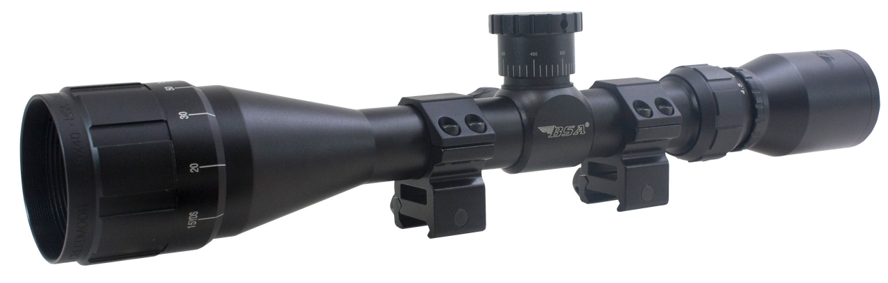 BSA Optics Sweet 22 AO Rifle Scope 3 to 9x40mm 22 LR with Dovetail Rings