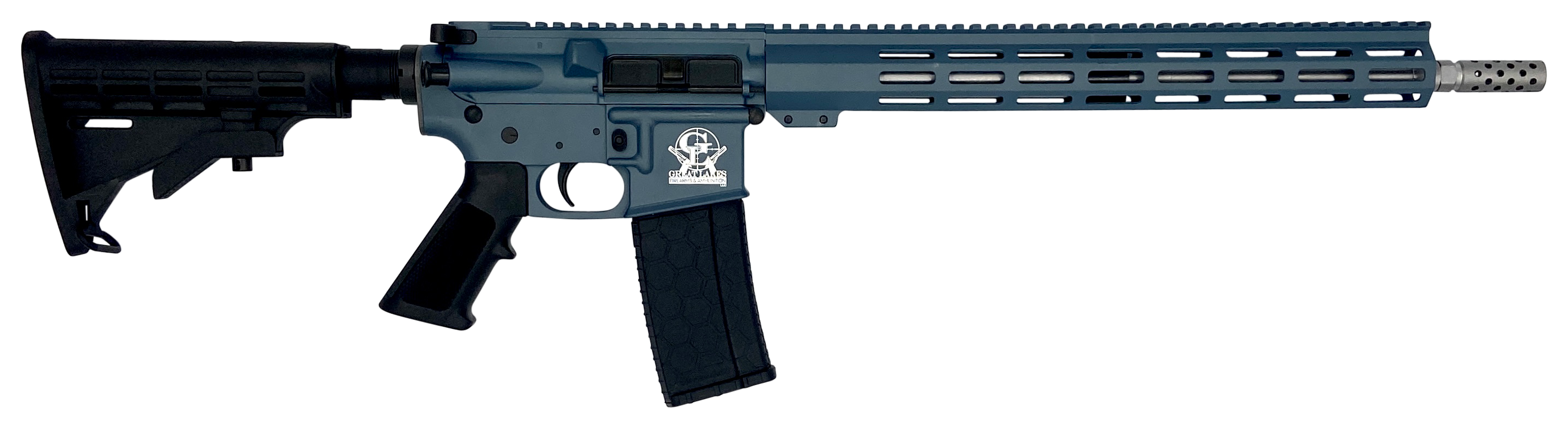 Great Lake Firearms GLFA AR15 Rifle .223 Wylde 16" Heavy Stainless Steel Barrel Blue Titanium