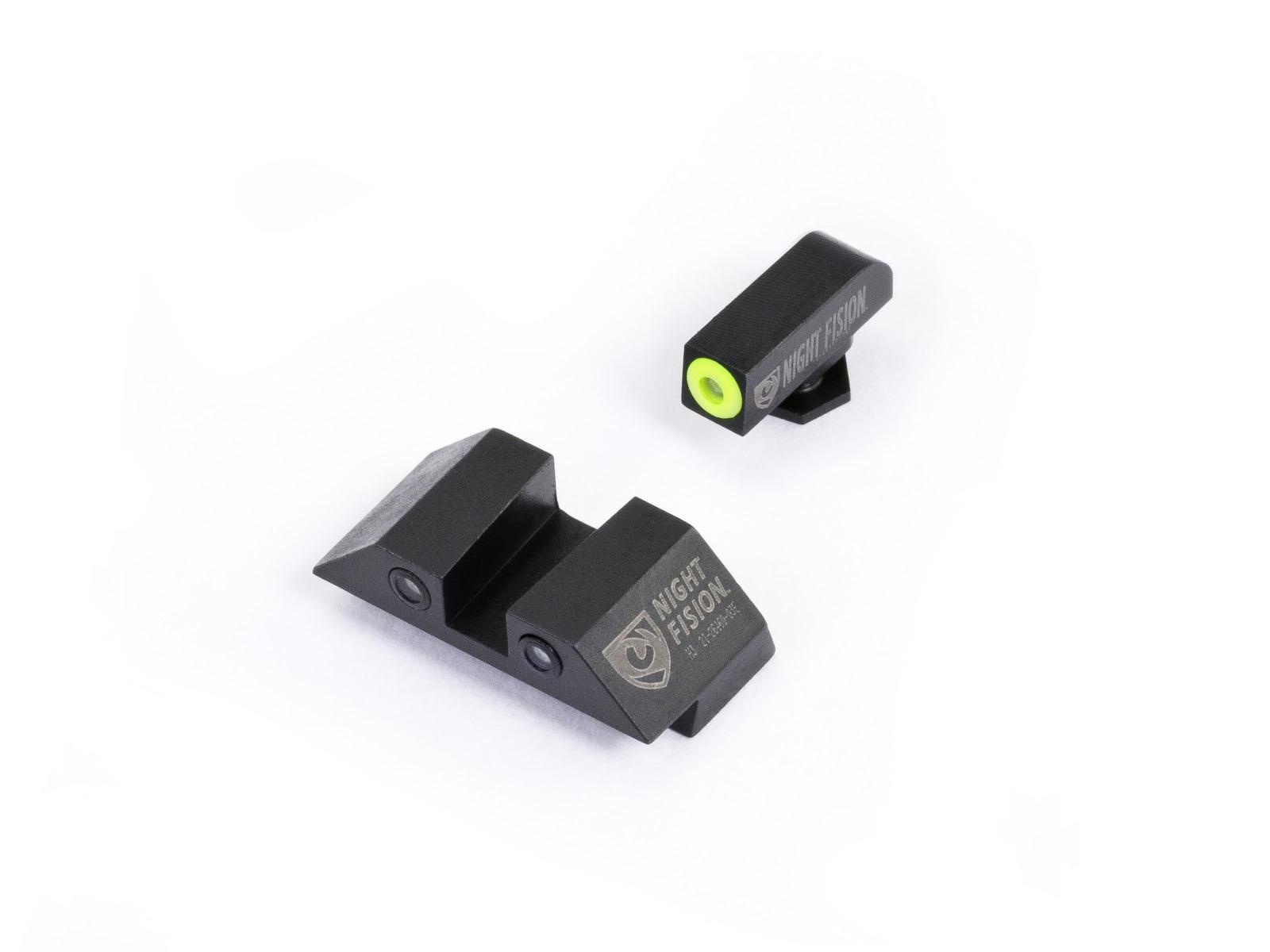Night Fision Glock Tritium Night Sight Set - Yellow Front | Black Square Notch Rear | Fits Glock 42 & 43 - GLK-003-003-YGZG