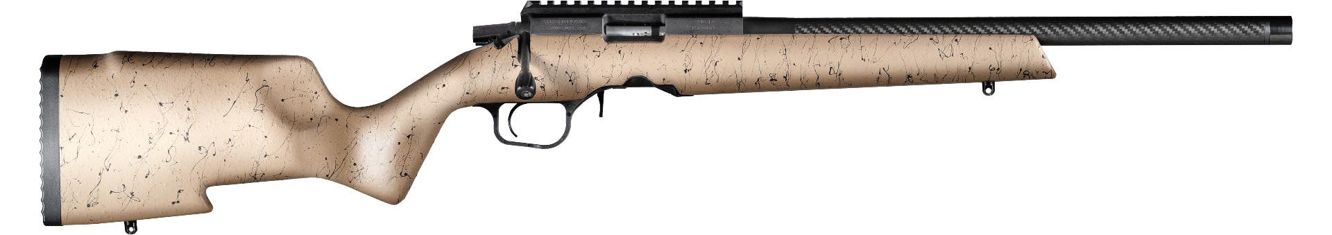 Christensen Arms 8011201500 Ranger  Full Size 17 HMR 9+1, 18" Black Carbon Fiber Barrel, Black Anodized Aluminum Receiver, Tan w/Black Webbing Fixed w/Aluminum Pillars Stock - 8011201500 - 696528095941