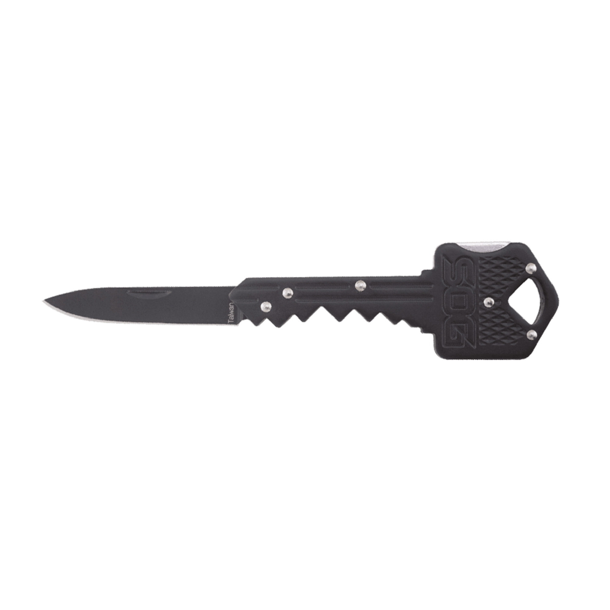 S.O.G SOGKEY101 Key  1.50" Folding Plain Drop Point Black Hardcased 5Cr13MoV SS Blade/Black Stainless Steel Handle - SOGKEY101 - 729857999274