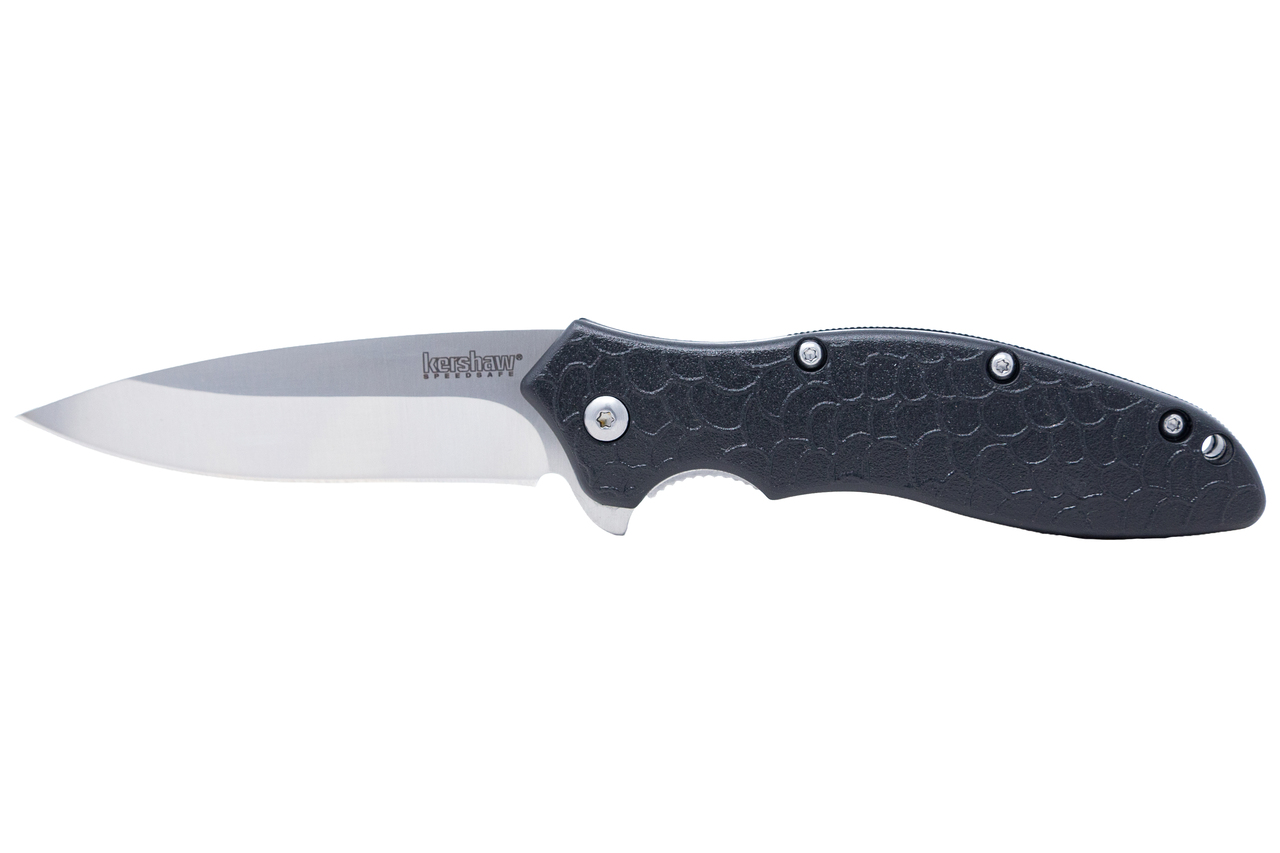 Kershaw 1830 OSO Sweet  3" Flipper Drop Point Plain Satin 8Cr13MoV SS Blade, Black GFN Handle, Includes Pocket Clip - 1830 - 087171183008