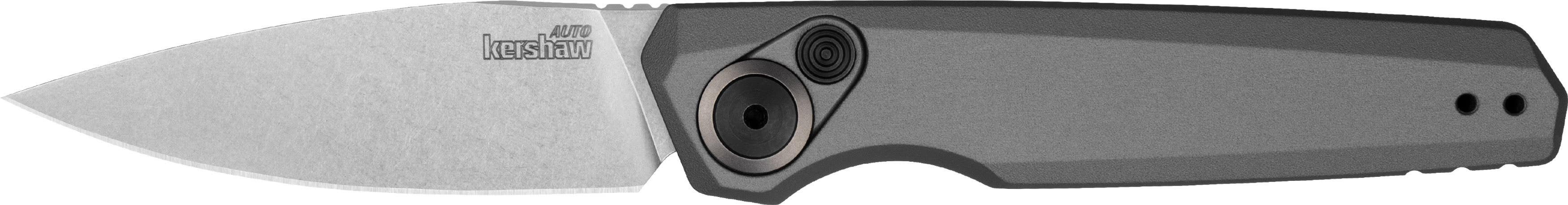 Kershaw 7551 Launch 18 Automatic 2.79" Folding Spear Point Plain Stonewashed CPM 154 SS Blade, Gray Anodized w/Black Oxide Hardware Aluminum Handle, Includes Pocket Clip - 7551 - 087171066578