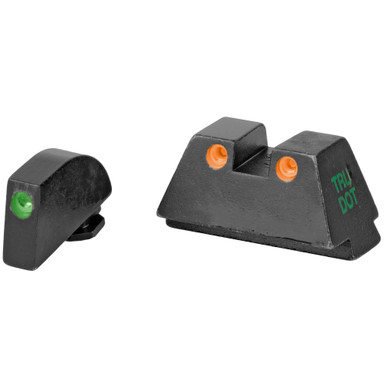 Meprolight USA 102243391 Tru-Dot  Green Tritium White Outline Front Sight-Orange Tritium White Outline Rear Sight Glock 17/17L/19/22/23
