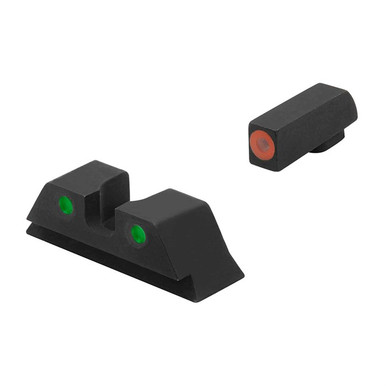 Meprolight USA 402243131 Hyper-Bright  Green Tritium Orange Outline Front Sight-Green Tritium Black Outline Rear Sight Glock 17/17L/19/22
