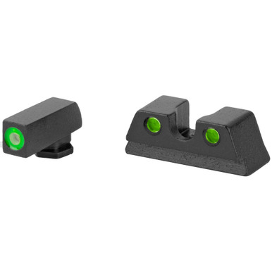 Meprolight USA 402203111 Hyper-Bright  Green Tritium Green Outline Front Sight-Green Tritium Black Outline Rear Sight Glock 42/43
