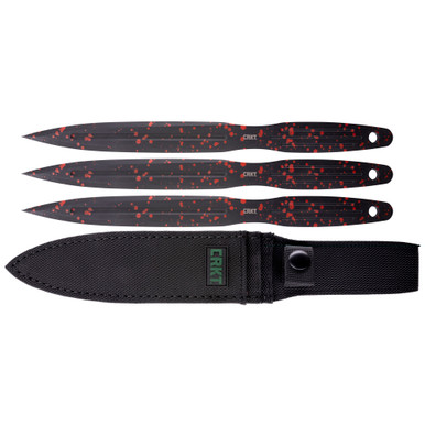 CRKT Onion Throwing Knives 6-1/4" Spear Point Blade Black and Red 3/ct