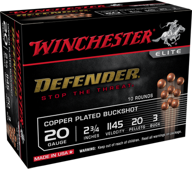 Winchester Defender Load 20 ga. 2.75 in. 20 Pellet 3 Buck 10 rd.