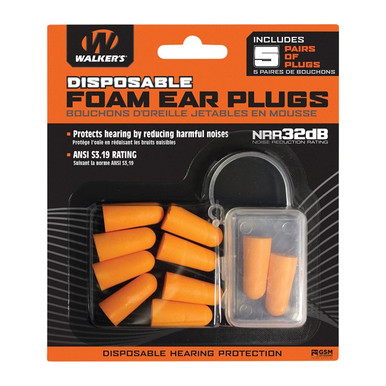 WALKER'S FOAM EAR PLUGS 5PK BLISTER