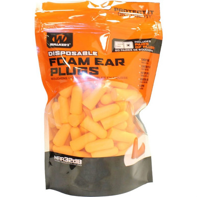 WALKER'S FOAM EAR PLUGS 50PK BAG