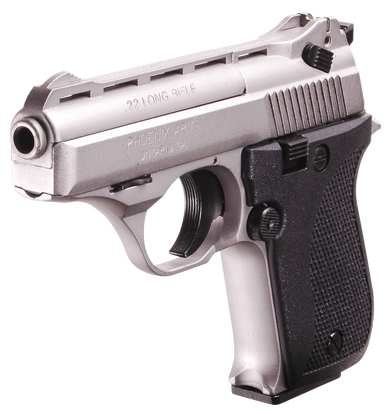 Phoenix Arms HP2ANB HP  22 LR 10+1 3" Satin Stainless Vent Rib Barrel, Satin Nickel Serrated Slide & Steel Frame, Black Polymer Grip