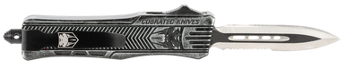 CobraTec Knives SSWCTK1SDAG1SS CTK-1  Small 2.75" OTF Dagger Part Serrated D2 Steel Blade/ Stonewashed Aluminum Handle Features Glass Breaker Includes Pocket Clip