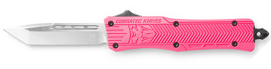 CobraTec Knives SPKCTK1STNS CTK-1  Small 2.75" OTF Tanto Plain D2 Steel Blade/Pink Aluminum Handle Features Glass Breaker Includes Pocket Clip