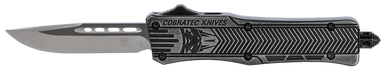 CobraTec Knives SSWCTK1SDNS CTK-1  Small 2.75" OTF Drop Point Plain D2 Steel Blade/Black Stonewashed Aluminum Handle Features Glass Breaker Includes Pocket Clip