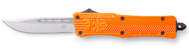 CobraTec Knives SORCTK1SDNS CTK-1  Small 2.75" OTF Drop Point Plain D2 Steel Blade/Orange Aluminum Handle Features Glass Breaker Includes Pocket Clip