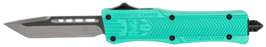 CobraTec Knives STFCTK1STNS CTK-1  Small 2.75" OTF Tanto Plain D2 Steel Blade/Tiffany Blue Aluminum Handle Features Glass Breaker Includes Pocket Clip