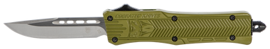 CobraTec Knives SODCTK1SDNS CTK-1  Small 2.75" OTF Drop Point Plain D2 Steel Blade/OD Green Aluminum Handle Features Glass Breaker Includes Pocket Clip