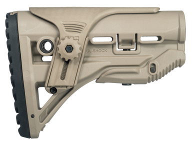 FAB Defense FXGLSHOCKCP GL-Shock  Buttstock for AR-15/ M16/ M4 w/Adjustable Cheek-Rest & Anti-Rattle Mechanism Flat Dark Earth Mil-Spec Reinforced Polymer