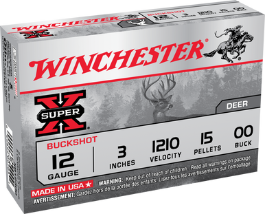Winchester Super-X Magnum Buffered Shot 12 ga. 3 in. 15 Pellets 00 Buck 5 rd.