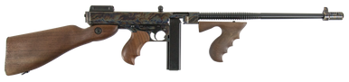 Thompson T1CH 1927A-1 Deluxe 45 ACP Caliber with 18" Barrel, 20+1 Capacity (Stick), Color Case Hardened Metal Finish, American Walnut Stock Wood Grip Right Hand