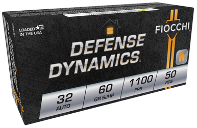 Fiocchi 32APHP Defense Dynamics  32ACP 60gr Jacketed Hollow Point 50 Rounds