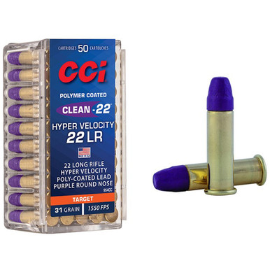 CCI Hyper Velocity Clean Rimfire Ammo 22 Long Rifle Lead Nose 31 Grain 50 Rounds