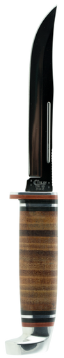 Case 381 Utility Hunter 5" Fixed Clip Point Plain Mirror Polished Tru-Sharp SS Blade/4.50" Grooved Leather Handle Includes Sheath