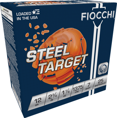 Fiocchi 12S1187 Steel Target  12Gauge 2.75" 1 1/8oz 7Shot 25 Rounds