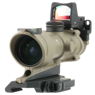 Trijicon 100555 ACOG ECOS Combo Flat Dark Earth 4x32mm Illuminated Amber Crosshair .223 BDC Reticle
