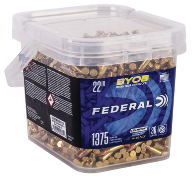 Federal Champion Training 22 Long Rifle Copper Plated Hollow Point 36 Grain 1375 Rounds