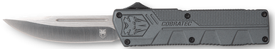 CobraTec Knives GYCTLWDNS Lightweight  3.25" OTF Drop Point Plain D2 Steel Blade/Gray Aluminum Handle Includes Pocket Clip