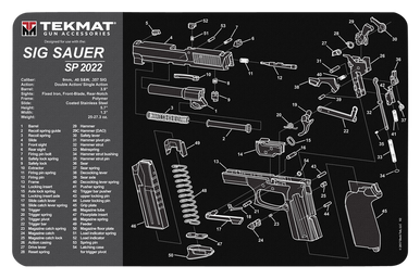 TekMat TEKR17SIGSP2022 Sig Sauer SP2022 Cleaning Mat Sig SP2022 Parts Diagram 11" x 17"