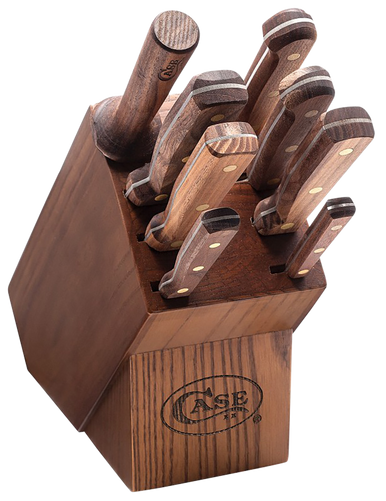 Case 10249 Household Cutlery Set Plain/Serrated Satin Tru-Sharp SS Blade Walnut Handle 9 Piece