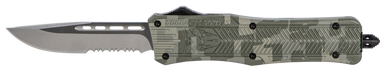 CobraTec Knives MADCCTK1MDS CTK-1  Medium 3" OTF Part Serrated D2 Steel Blade Army DigiCamo Aluminum Handle Features Glass Breaker Includes Pocket Clip