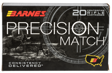 Barnes Bullets Precision Match 338 Lapua Magnum Open Tip Match 300 Grain 20 Rounds
