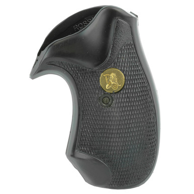 Pachmayr 03147 Compact Grip Checkered Black Rubber with Finger Grooves for Small Rossi Revolvers