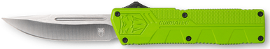 CobraTec Knives ZBGCTLWDNS Lightweight  3.25" OTF Drop Point Plain D2 Steel Blade/Zombie Green Aluminum Handle Includes Pocket Clip