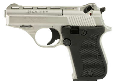 Phoenix Arms HP5ANB HP  25 ACP 10+1 3" Vent Rib Barrel, Overall Satin Nickel Finish, Serrated Slide & Steel Frame, Black Polymer Grip  CA approved