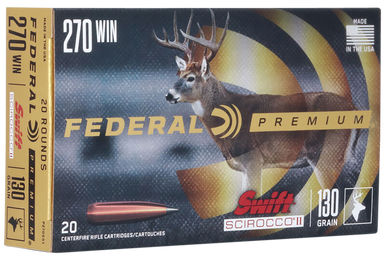 Federal Premium Rifle Ammo 270 Win. 130 gr. Swift Scirocco 20 rd.