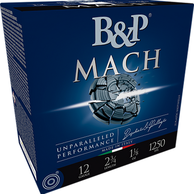 B&P F2 Mach LV Shotgun Loads 12 ga. 2.75 in. 1 1/8 oz.1250 FPS 8 Shot 25 rd.